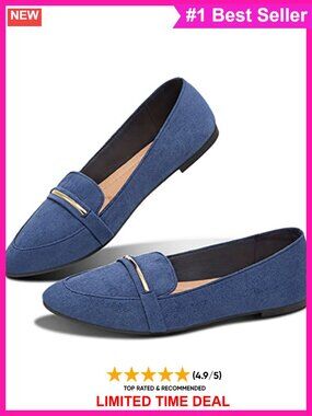 Pointy Toe Loafer Flats Faux Suede Slip On Comfortable Work Shoes